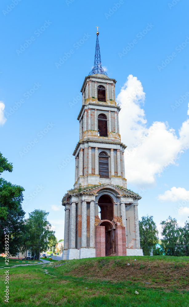 Ruins of a 75 meter high bell tower in the style of classicism, Venev, Tula region, Russia Ruins of a 75 meter high bell tower in the style of classicism, Venev, Tula region, Russia