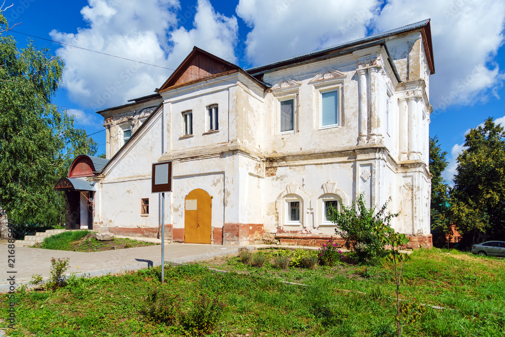 Civilian white stone building of the 17th century in a small town, Venev, Tula region, Russia