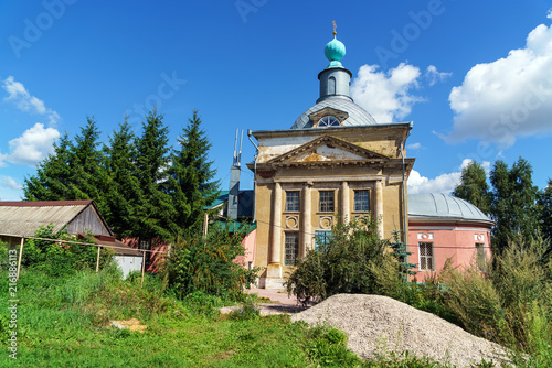 The building of the Orthodox Church of the 19th century in the style of classicism in a regional city, Venev, Tula region, Russia photo