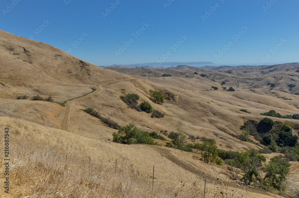 rugged hills near Eric Seastran Memorial highway (CA-46) facing Pacific ocean San Luis Obispo county, California, USA
