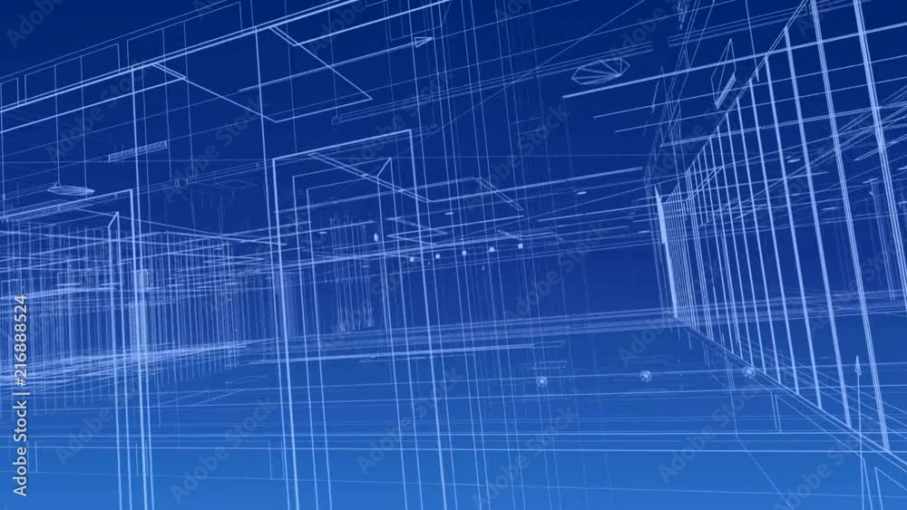 Architecture plan 3d wire video - Blue Architecture plan 3d wire video - Blue