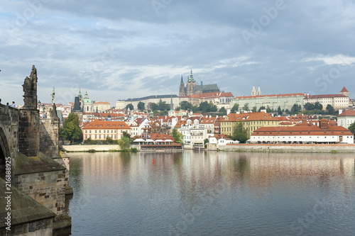 Prague Castle from across the Vltava River in the morning