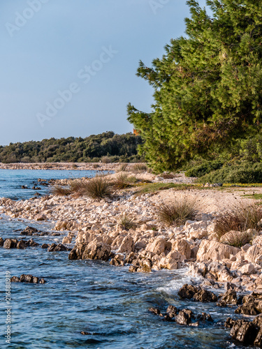 Beautiful  rocks on Adriatic sea coast, island Vir, Mediterranean, Croatia