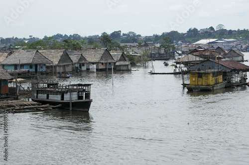 The slums of Belen village in Iquitos  Peru in the Amazon rainforest.