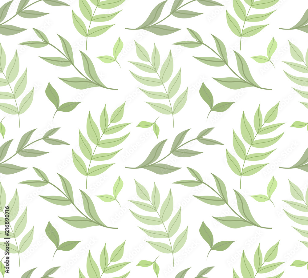 Fototapeta premium Floral Stylish Seamless Pattern. Vector Leaf background. Fabric Ornament texture.