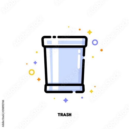 Icon of trash can for office work concept. Flat filled outline style. Pixel perfect 64x64. Editable stroke
