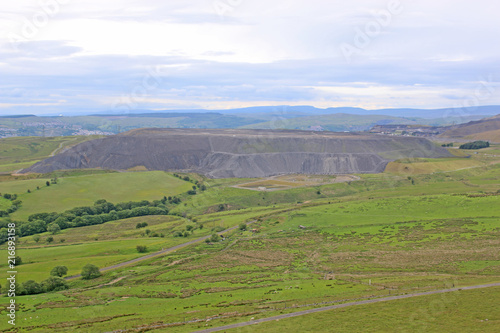 Welsh hills by a coal mine slag heap