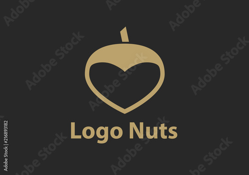 Hazelnut Logo. Flat illustration of hazelnut vector icon for web. Plant vector design. Eco food illustration. Nut logo design