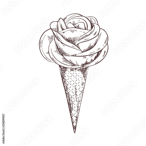 Rose shaped gelato ice cream