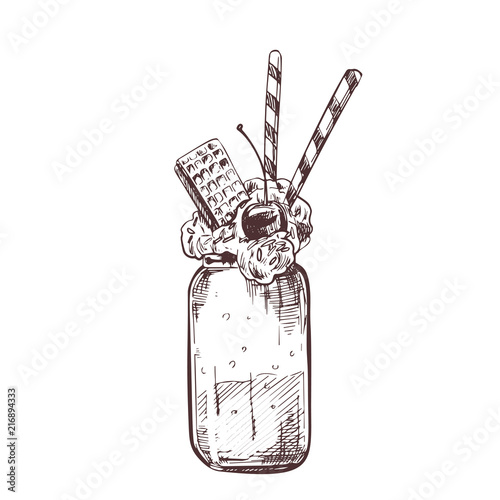 Vector hand drawn milkshake vector Illustration 