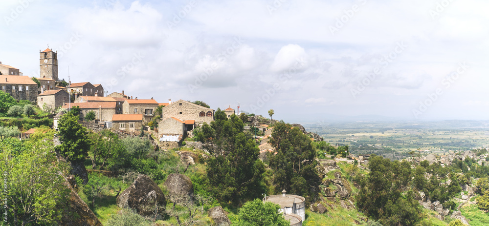 Panorama of Monsanto (Portugal) and its granite houses. Village former civil parish in the municipality of Idanha-a-Nova, Portugal.