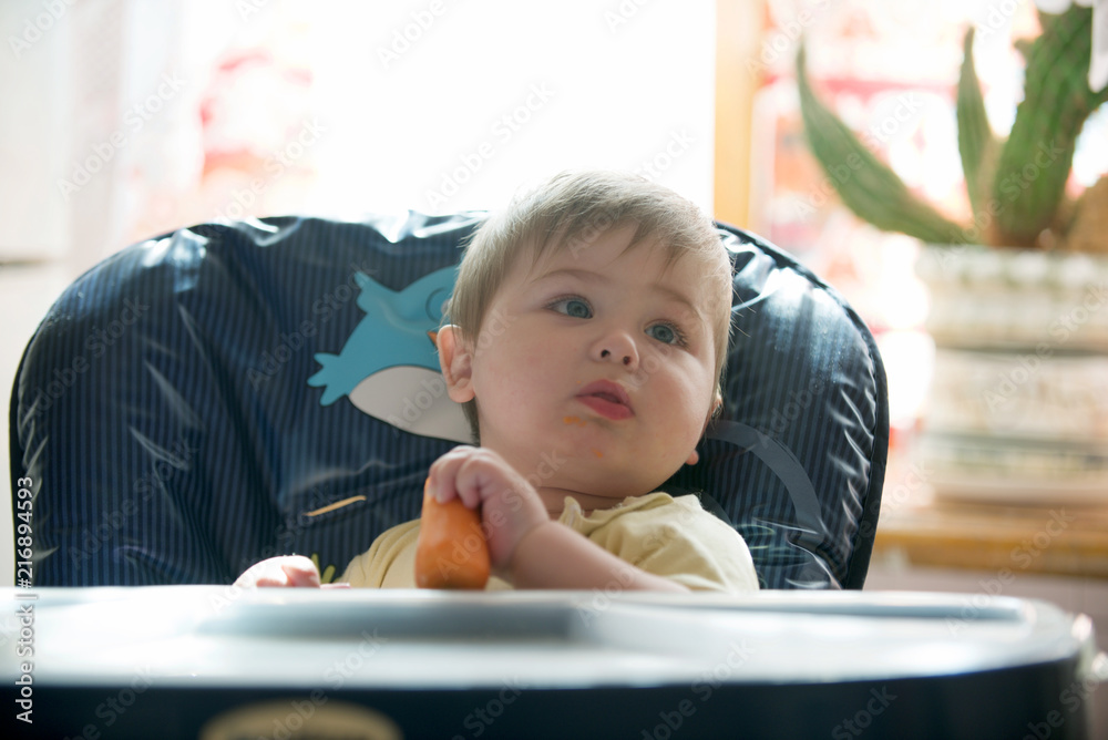 Happy little boy holding a carrots. Concept of healthy food. Happy little boy holding a carrots. Concept of healthy food.