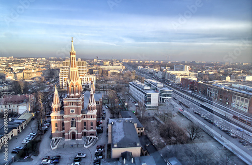 Kościół pw. Najświętszego Imienia Jezusa - widok na centrum miasta - Łódź - Polska