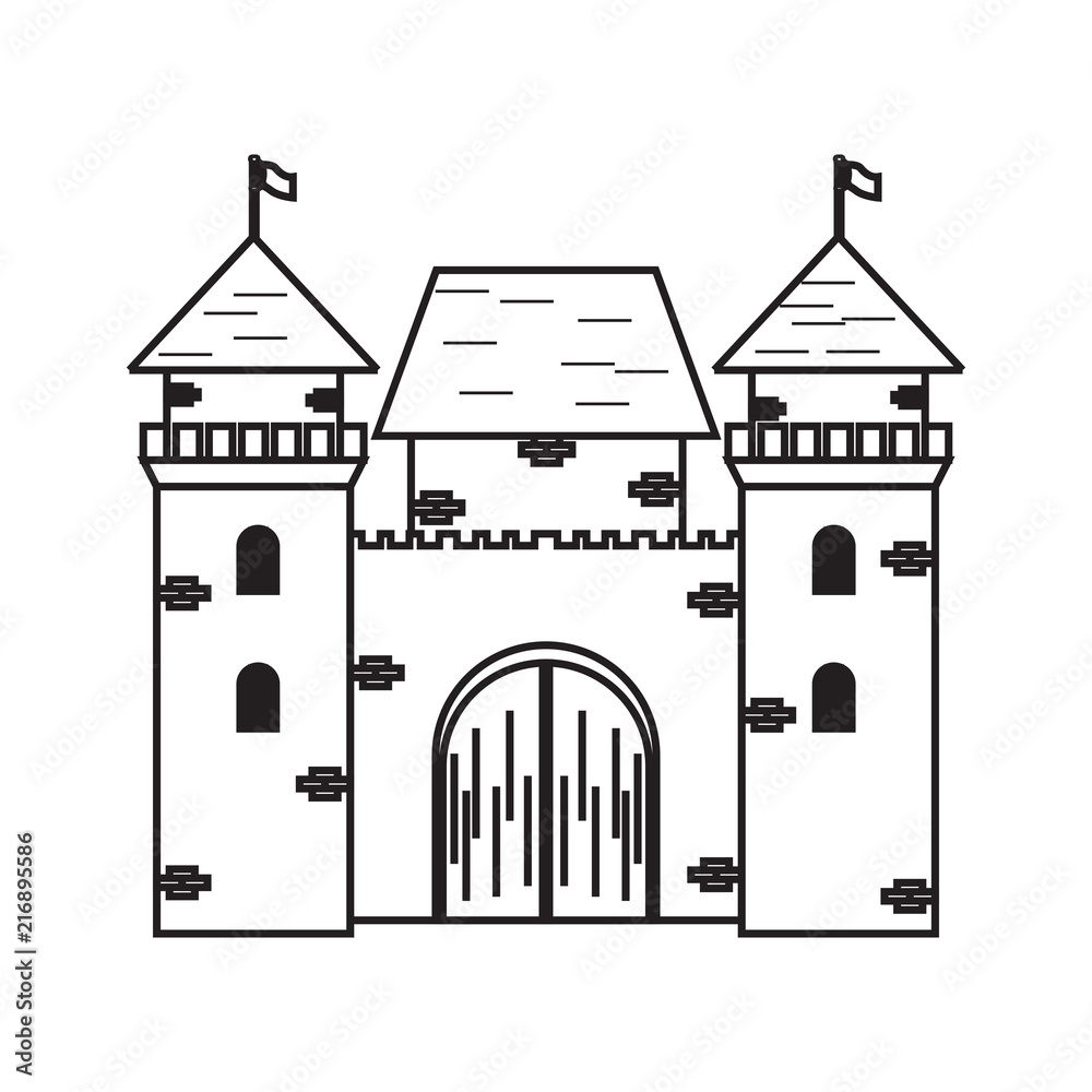 Isolated medieval castle icon