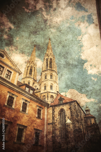 Old Catholic church in Germany. Image made in old color style.