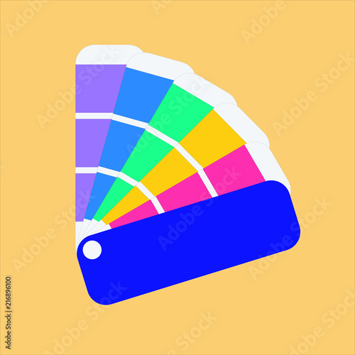 Color swatch. Color palette guide. Colorful scale. Rainbow tool for designer, photographer, artist. Coloured swatches catalogue, book, pantone. Vector illustration in flat style.  