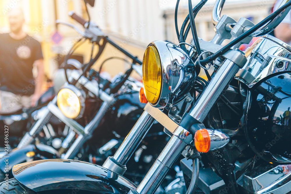 Fototapeta premium motorcycle on the street close up