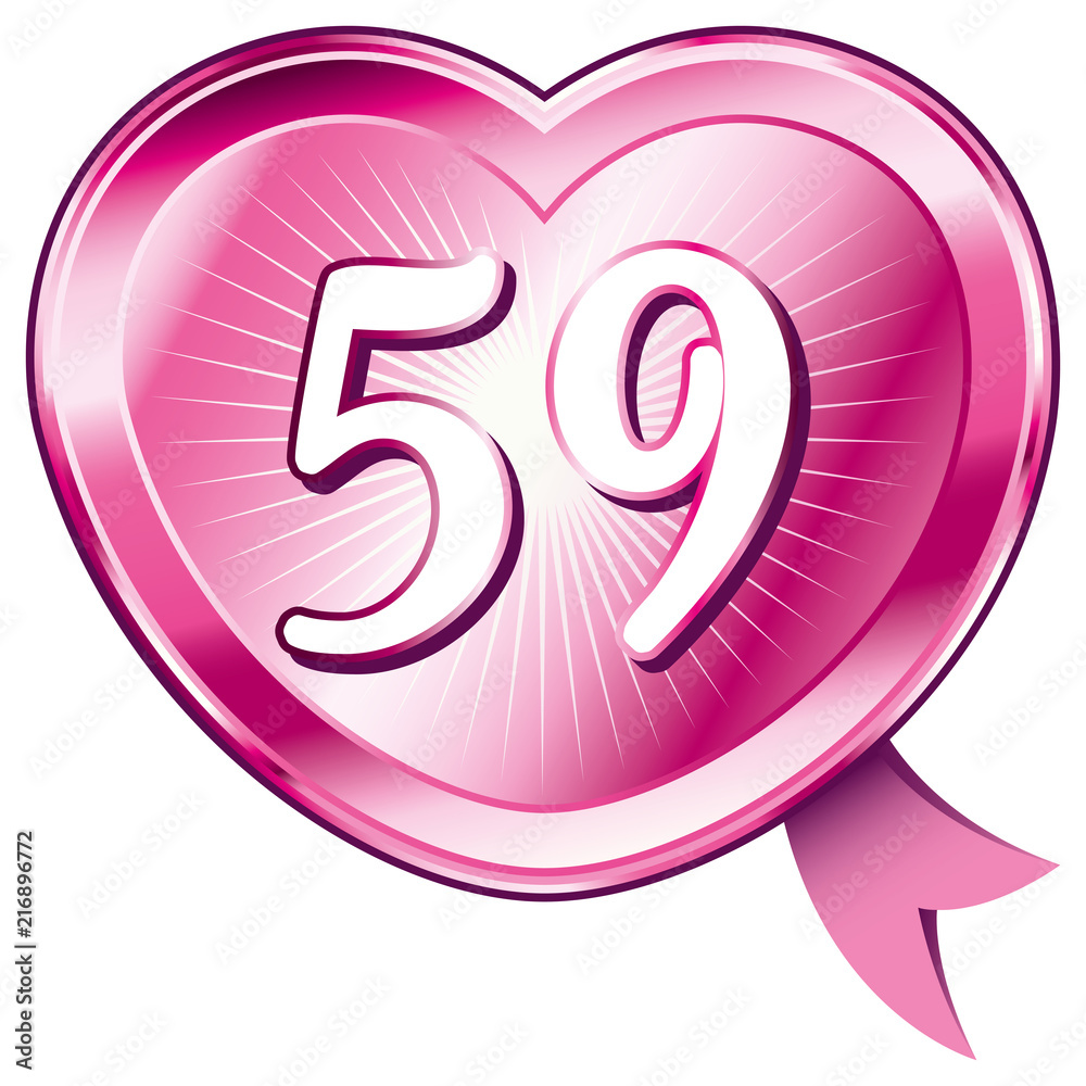 Pink shiny heart and number 59. Pink shiny heart and number 59.