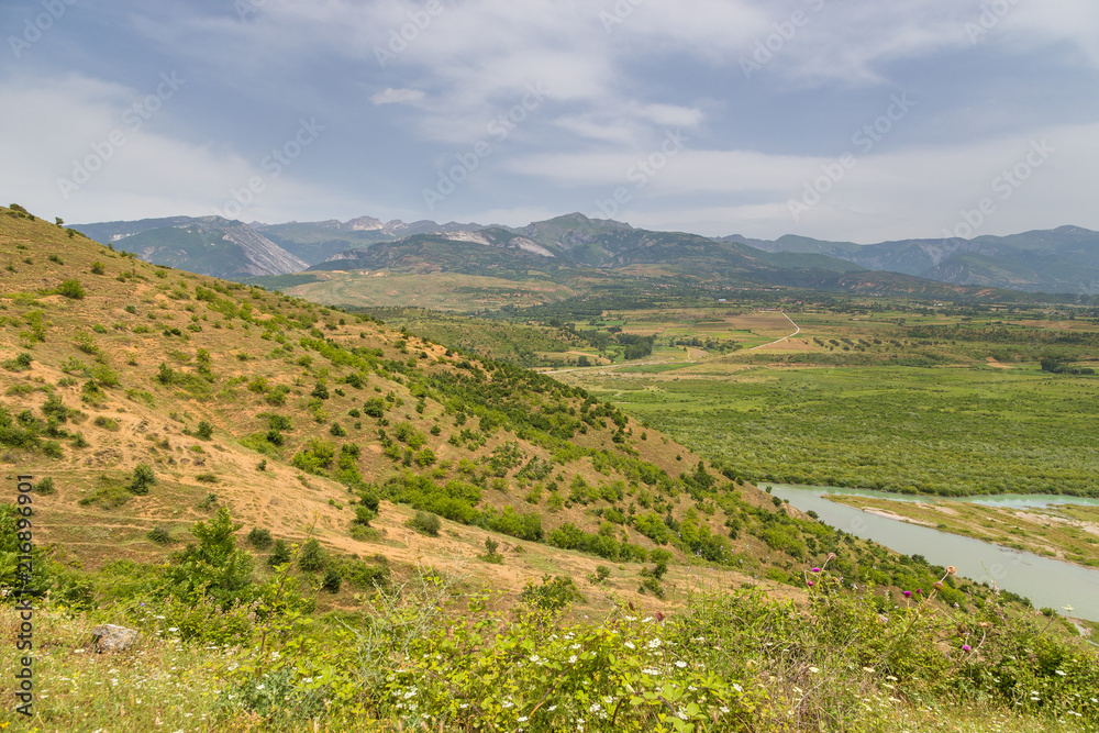 Scenic landscape view in Albanian mountain, Lure