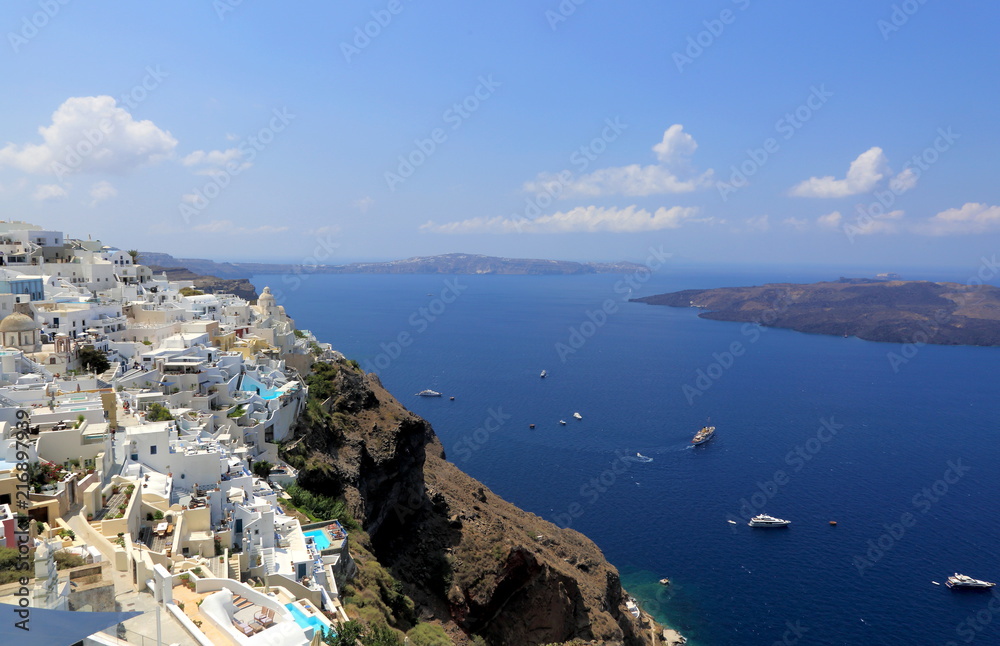 Naklejka premium Fira Grecia Santorini panorama