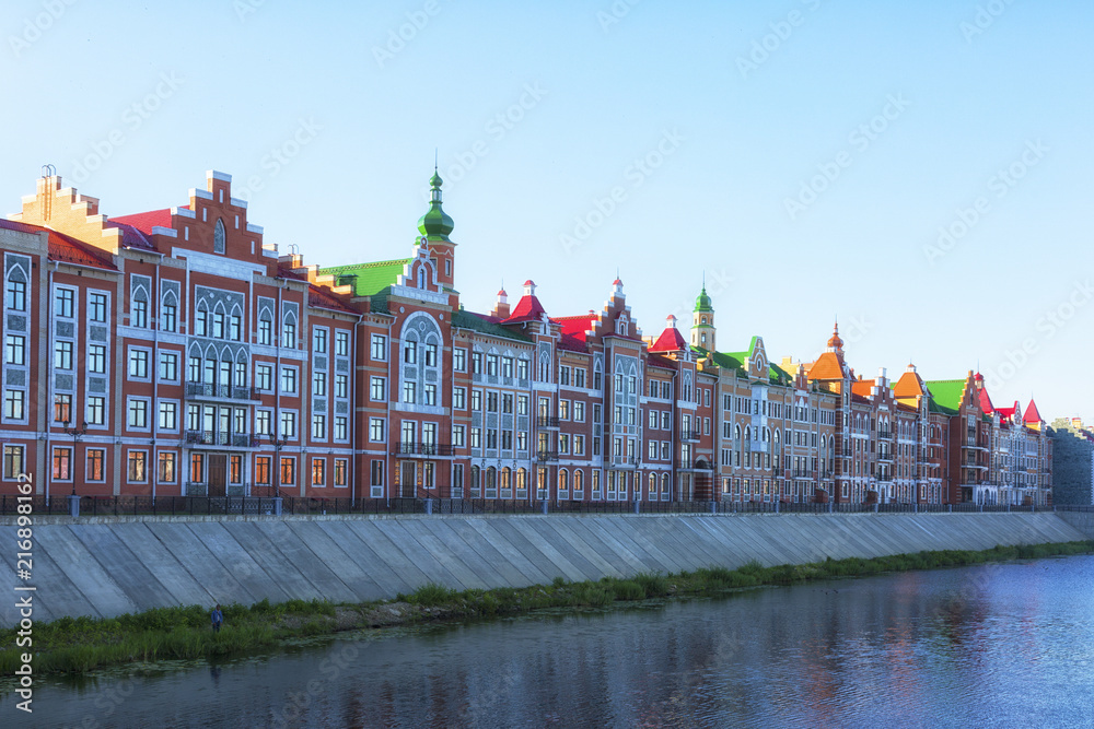 Yoshkar Ola city. Mari El, Russia. Bruges Quay in the city of Yoshkar-Ola