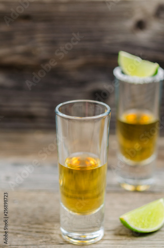 Принти на полотні Tequila shots with lime and salt