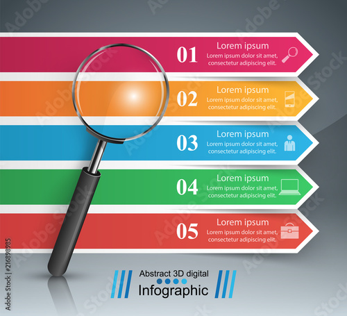 Realistic business magnifier. Zoom in and find.