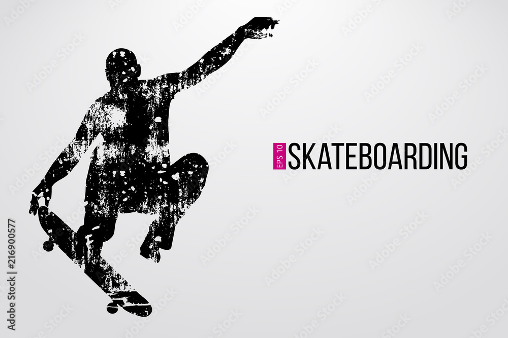 Fototapeta premium Silhouette of a skateboarder. Vector illustration