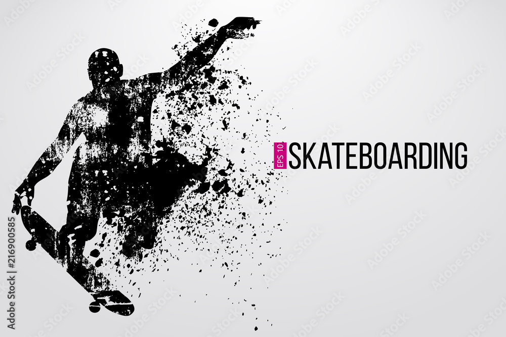 Silhouette of a skateboarder. Vector illustration