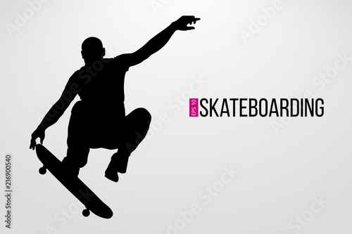 Silhouette of a skateboarder. Vector illustration