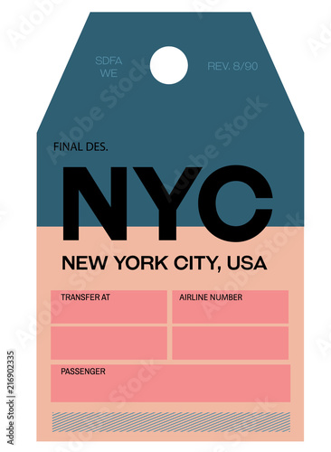 new york city airport luggage tag photo