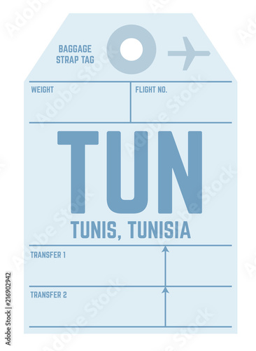 Tunis airport luggage tag