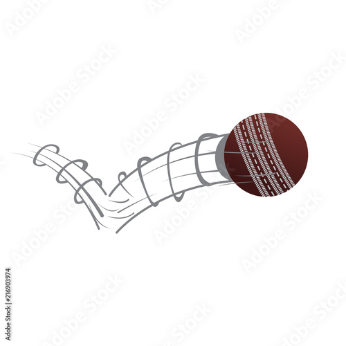 Isolated cricket ball with a motion effect