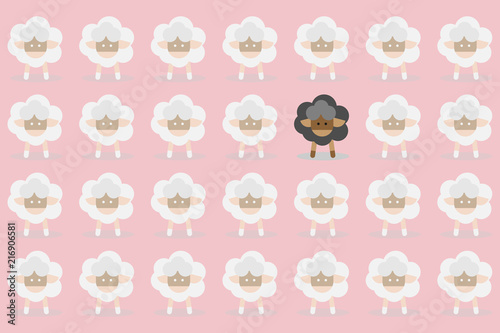 Black sheep cute cartoon for business concept