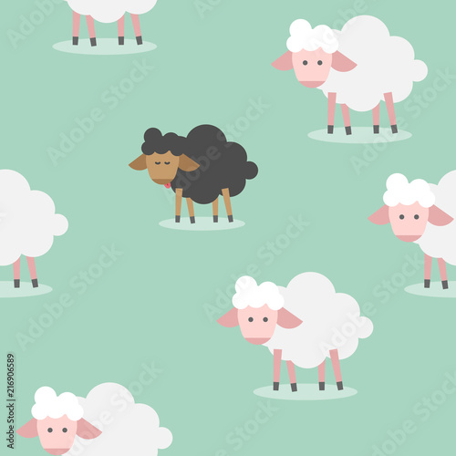 Black sheep seamless pattern background