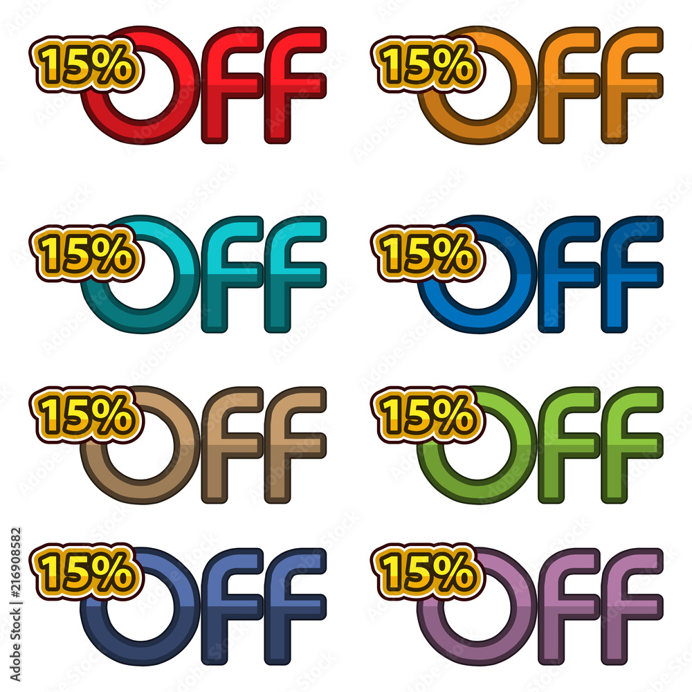 Illustration Vector of 15% off. discount banners design template, app icons, vector illustration