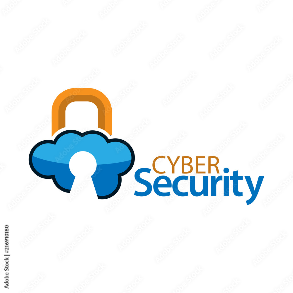 Cyber security with cloud icon. Flat vector illustration on white background Cyber security with cloud icon. Flat vector illustration on white background