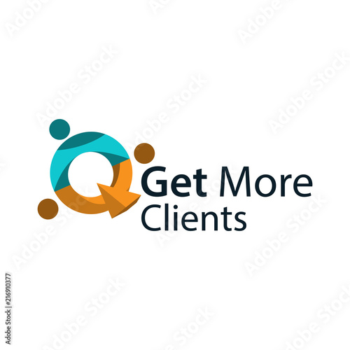 Get more clients with people sign. Flat vector illustration on white background
