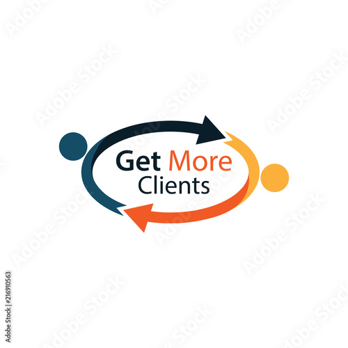 Get more clients with people sign. Flat vector illustration on white background