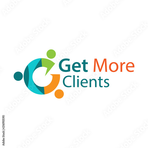 Get more clients with people sign. Flat vector illustration on white background