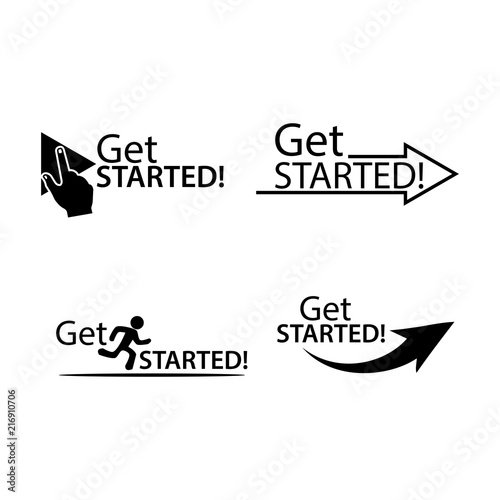 Get started set icon. Flat vector illustration on white background.