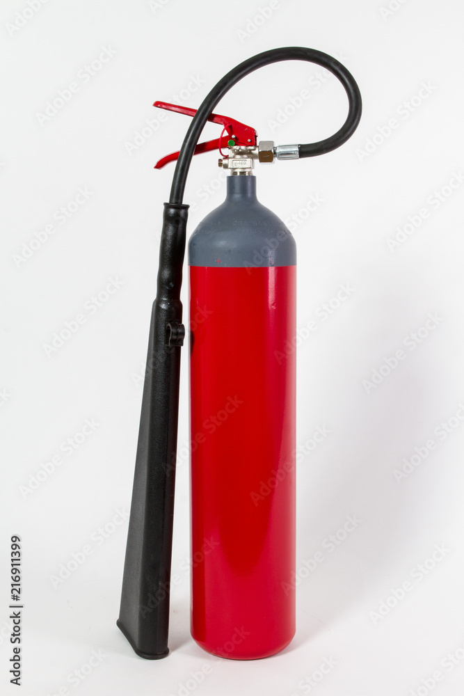 Chemical  Fire extinguisher red tank isolated on white background