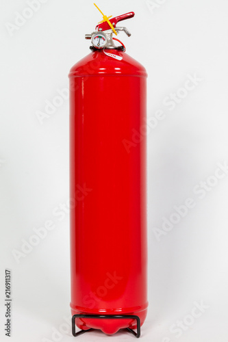 Chemical Fire extinguisher red tank isolated on white background