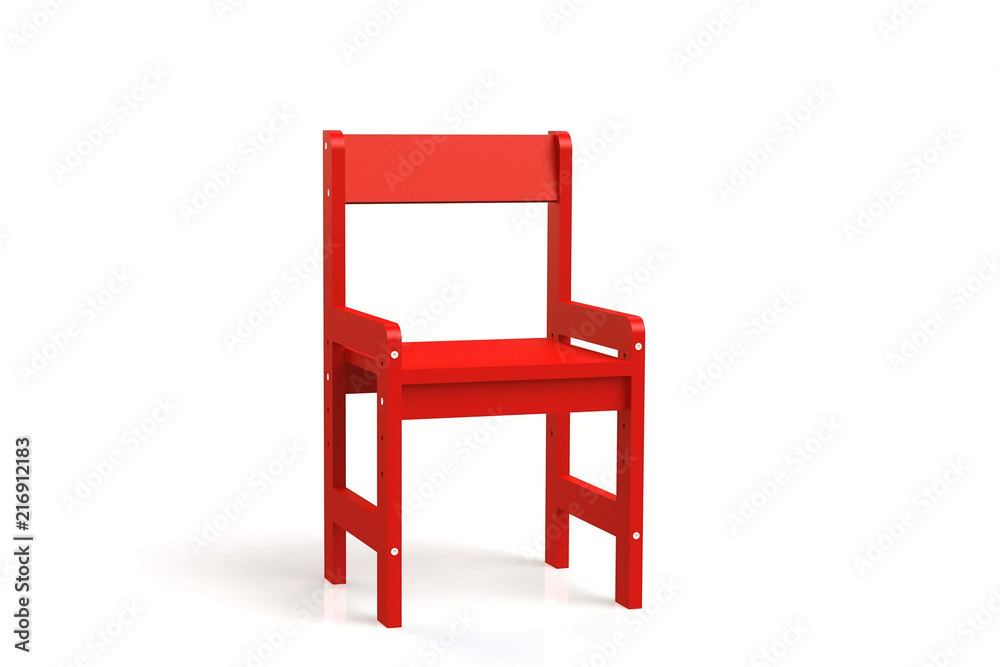 Little child wooden chair on a white background. 3D-model rendering chair. Little child wooden chair on a white background. 3D-model rendering chair.