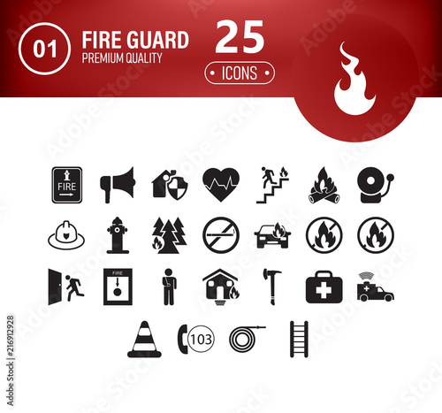 Icons set firefighter photo