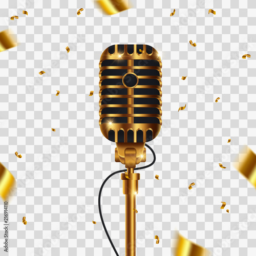Golden microphone isolated