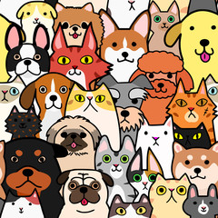 Keuken achterwand Honden patronen Doodle honden en katten patroon  © Ayumi Onishi
