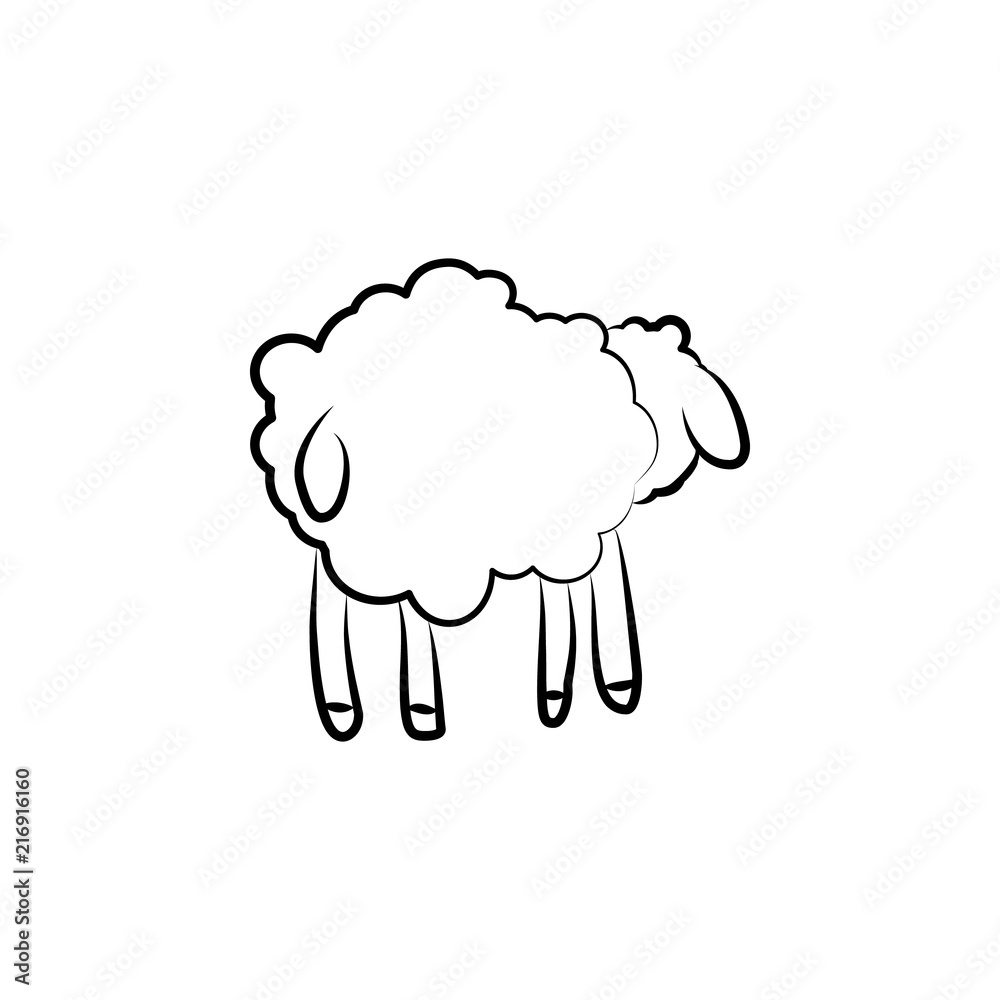 Fototapeta premium sheep from behind icon in sketch style. Element of sheep for mobile concept and web apps illustration. Sketch icon for website design and development, app development