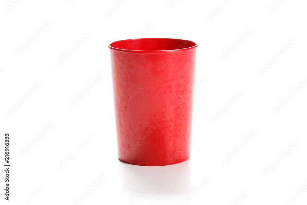 red plastic mug