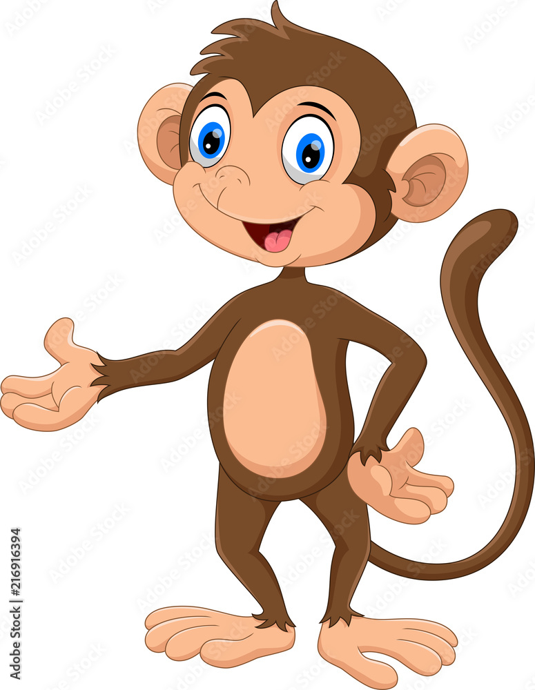 Naklejka premium Happy monkey presenting